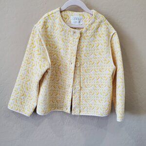 Kids Zara Light Jaquard Jacket Size 8-9  Yellow/ Cream